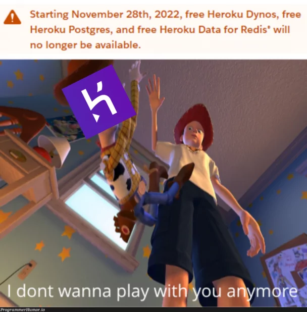 meme sobre heroku y el fin de su free tier