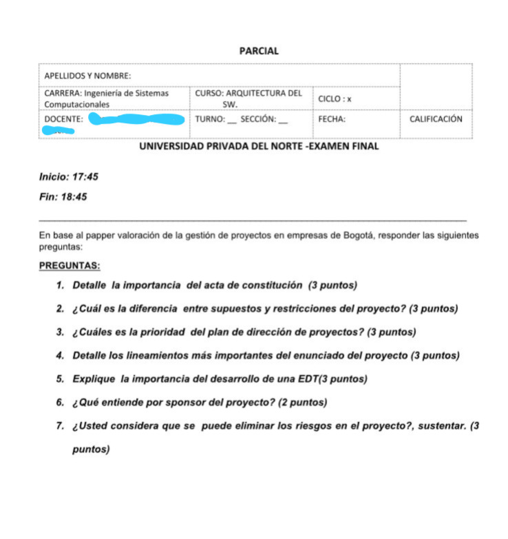 Examen parcial de otra universidad