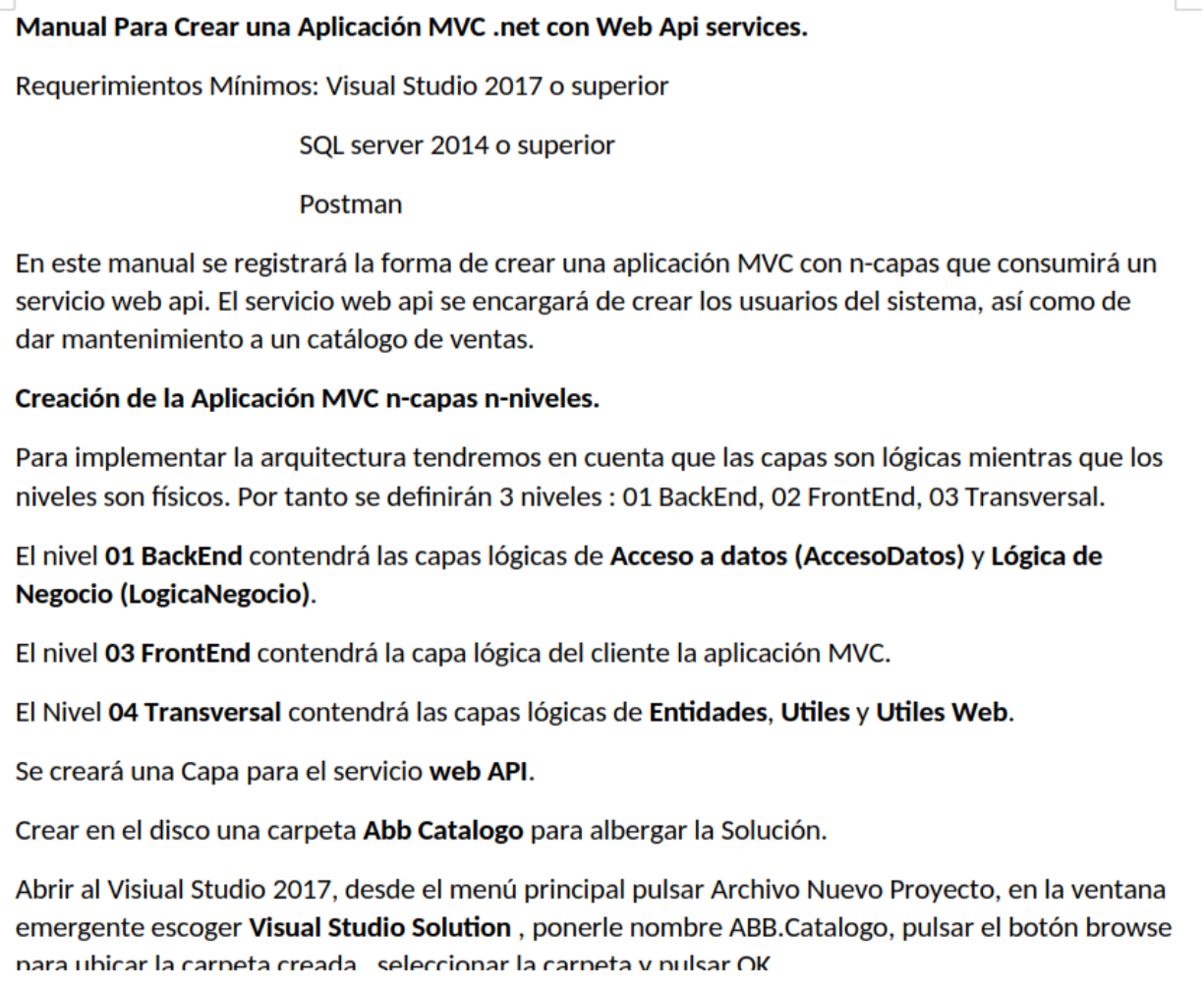 Guía de laboratorio para desarrollo web, donde se exige usar .NET